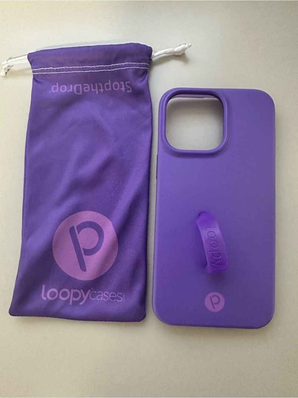 Loopy Case Purple Silicone Phone Case with Loop Strap I phone 14 pro max